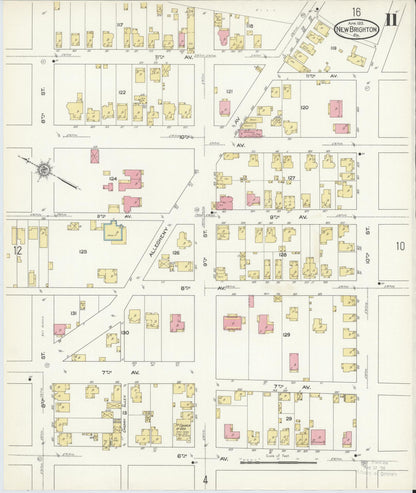 Sanborn Fire Insurance Map from New Brighton, Beaver County, Pennsylvania (1913), Sheet #0011 - Complete Map Set gallery image, historic Sanborn map, vintage wall art, Pennsylvania Pennsylvania