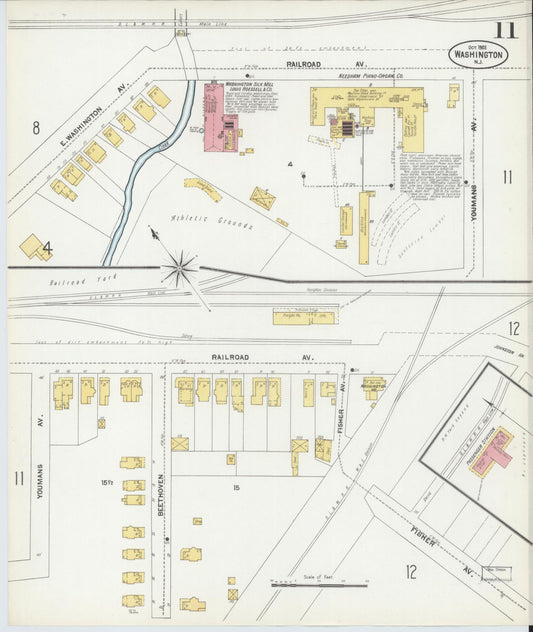 Sanborn Fire Insurance Map from Washington, Warren County, New Jersey (1902), Sheet #0011 - Historic Sanborn Fire Insurance Map Print, vintage old map wall art, antique decor, genealogy gift, New Jersey New Jersey map