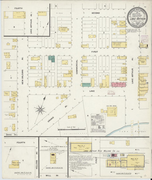 Sanborn Fire Insurance Map from Lake Arthur, Jefferson Davis Parish, Louisiana. (1907) – Historic Sanborn Fire Insurance Map Print