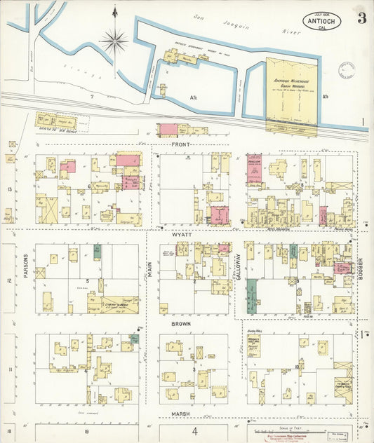Sanborn Fire Insurance Map from Antioch, Contra Costa County, California (1900), Sheet #0003 - Historic Sanborn Fire Insurance Map Print, vintage old map wall art, antique decor, genealogy gift, California California map
