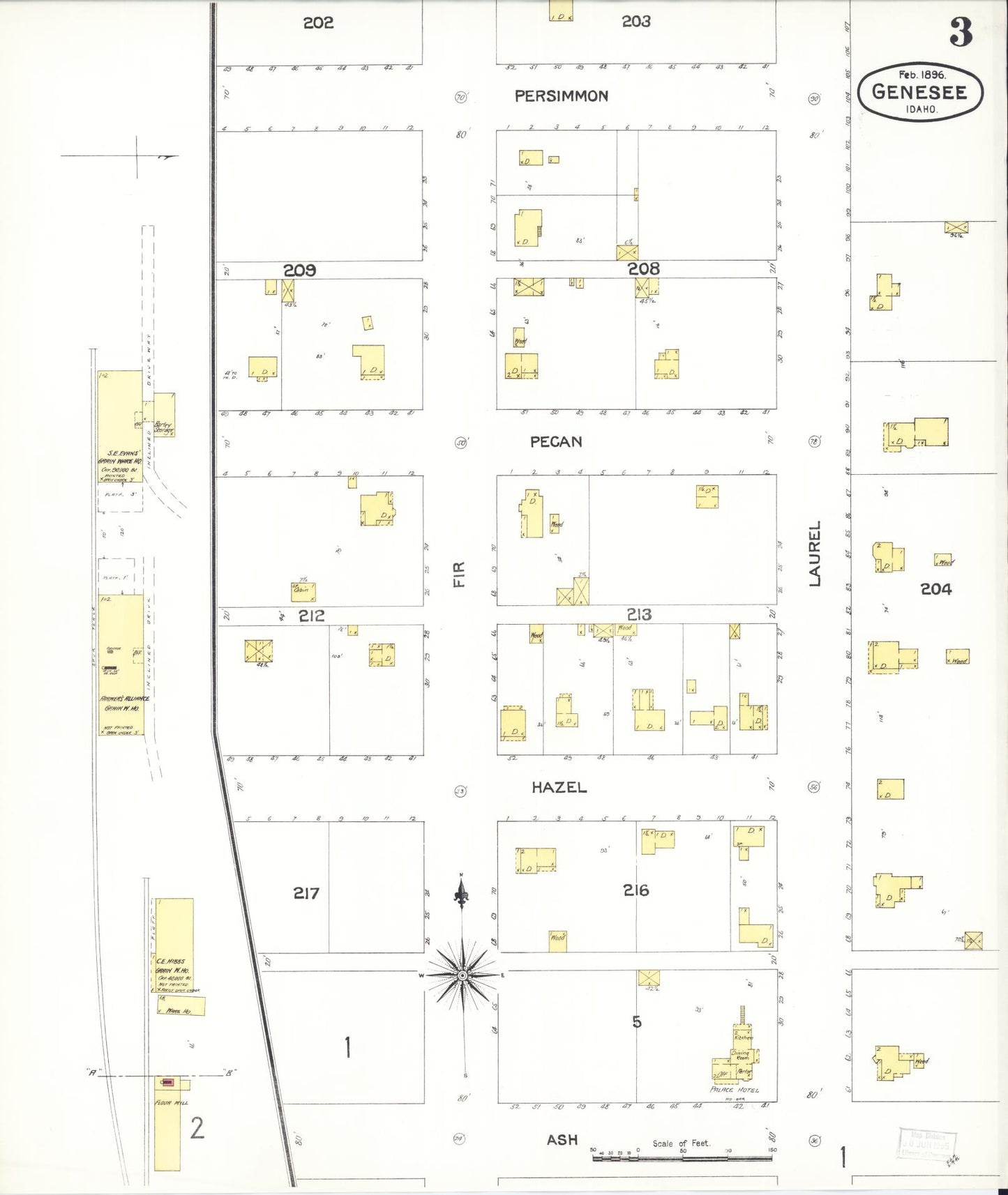 Sanborn Fire Insurance Map from Genesee, Latah County, Idaho (1896), Sheet #0003 - Complete Map Set gallery image, historic Sanborn map, vintage wall art, Idaho Idaho