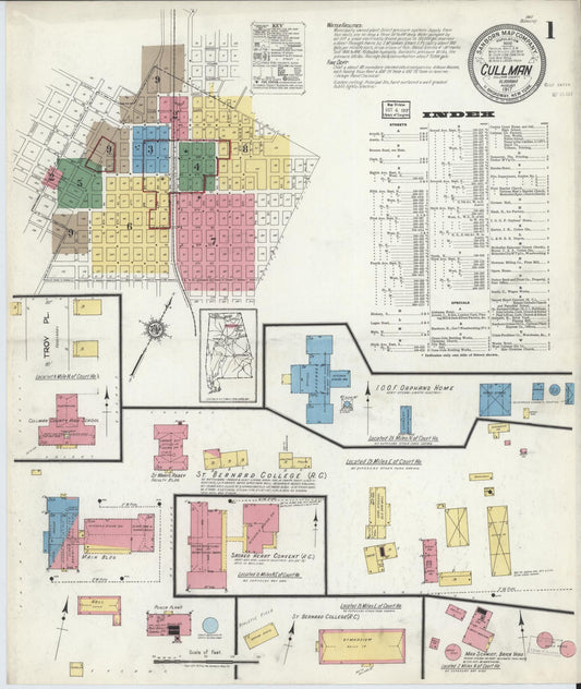 Sanborn Fire Insurance Map from Cullman, Cullman County, Alabama. (1917) – Historic Sanborn Fire Insurance Map Print