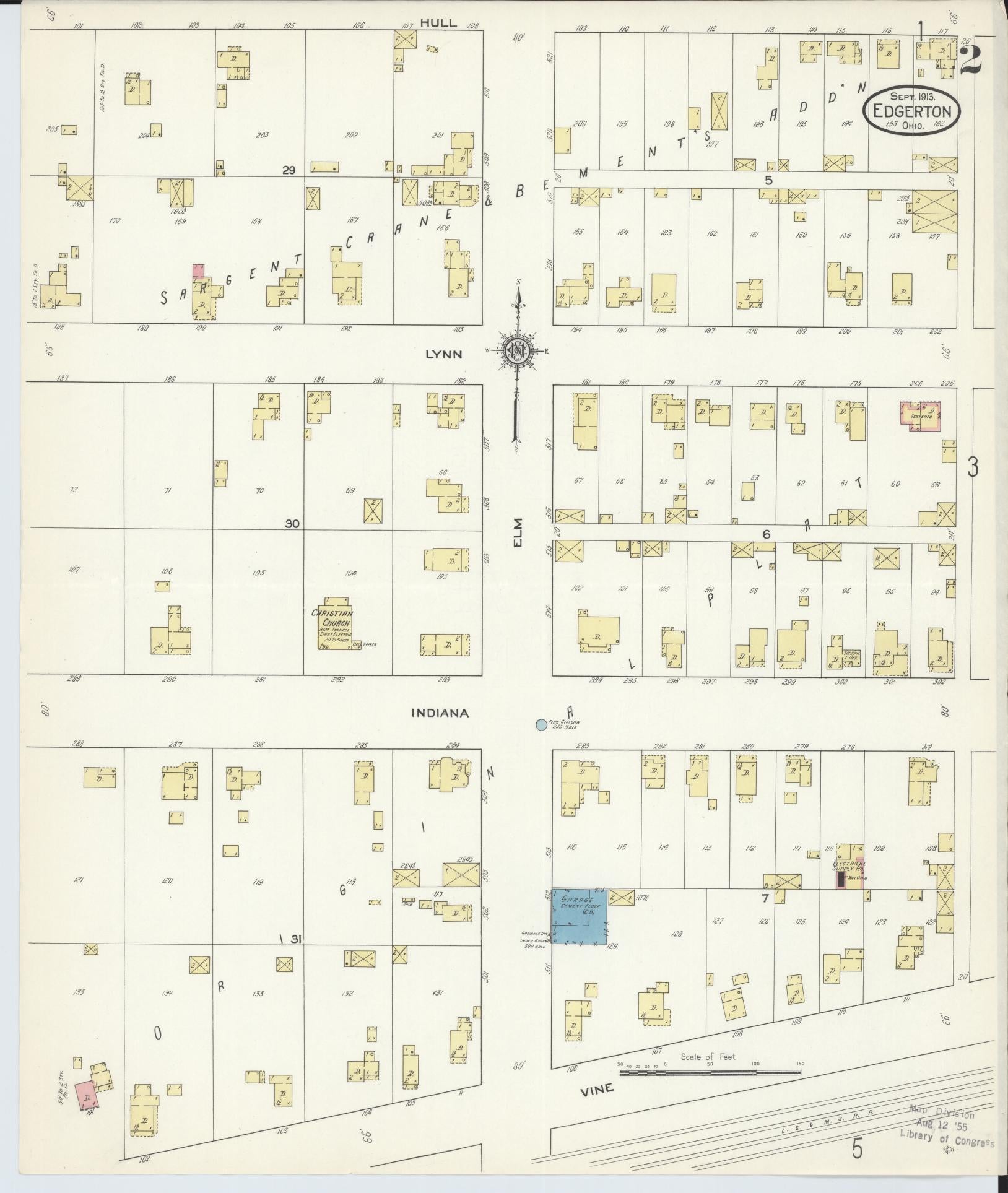 Sanborn Fire Insurance Map from Edgerton, Williams County, Ohio (1913), Sheet #0002 - Complete Map Set gallery image, historic Sanborn map, vintage wall art, Ohio Ohio
