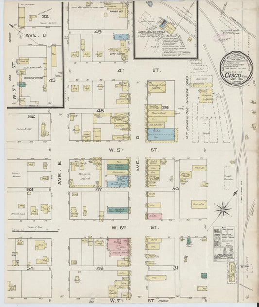 Sanborn Fire Insurance Map from Cisco, Eastland County, Texas (1886), Sheet #0001 - Historic Sanborn Fire Insurance Map Print, vintage old map wall art, antique decor, genealogy gift, Texas Texas map