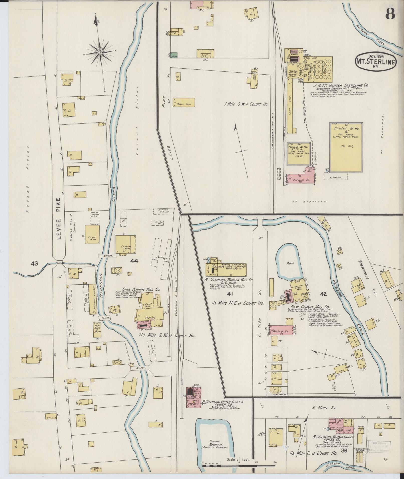 Sanborn Fire Insurance Map from Mount Sterling, Montgomery County, Kentucky (1895), Sheet #0008 - Complete Map Set gallery image, historic Sanborn map, vintage wall art, Kentucky Kentucky