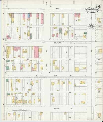 Sanborn Fire Insurance Map from Grand Junction, Mesa County, Colorado (1899), Sheet #0004 - Complete Map Set gallery image, historic Sanborn map, vintage wall art, Colorado Colorado