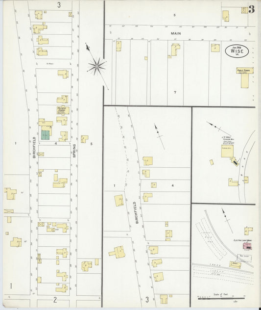 Sanborn Fire Insurance Map from Wise, Wise County, Virginia (1908), Sheet #0003 - Historic Sanborn Fire Insurance Map Print, vintage old map wall art, antique decor, genealogy gift, Virginia Virginia map