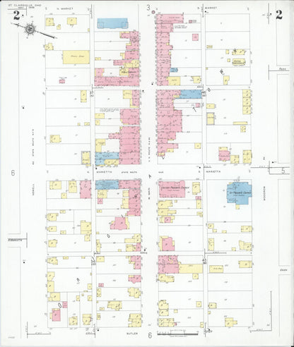 Sanborn Fire Insurance Map from Saint Clairsville, Belmont County, Ohio (1946), Sheet #0002 - Complete Map Set gallery image, historic Sanborn map, vintage wall art, Ohio Ohio