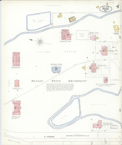 Sanborn Fire Insurance Map from Reno, Washoe County, Nevada (1904), Sheet #0004 - Complete Map Set gallery image, historic Sanborn map, vintage wall art, Nevada Nevada