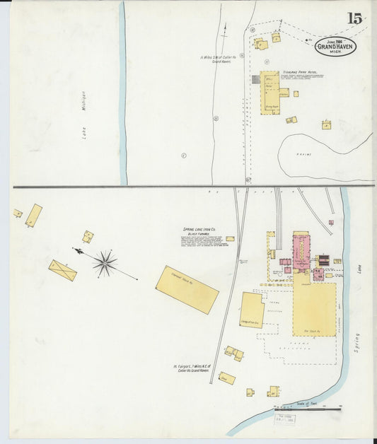 Sanborn Fire Insurance Map from Grand Haven, Ottawa County, Michigan (1906), Sheet #0015 - Historic Sanborn Fire Insurance Map Print, vintage old map wall art, antique decor, genealogy gift, Michigan Michigan map