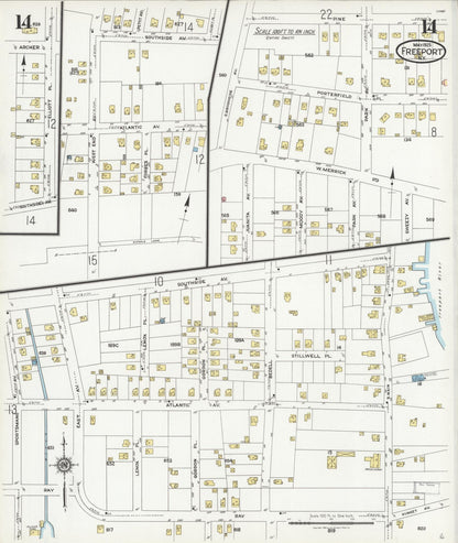 Sanborn Fire Insurance Map from Freeport, Nassau County, New York (1925), Sheet #0014 - Complete Map Set gallery image, historic Sanborn map, vintage wall art, New York New York