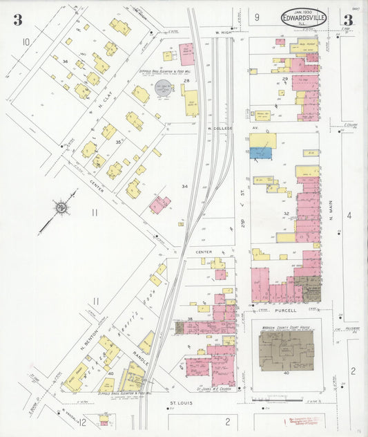 Sanborn Fire Insurance Map from Edwardsville, Madison County, Illinois (1930), Sheet #0003 - Historic Sanborn Fire Insurance Map Print, vintage old map wall art, antique decor, genealogy gift, Illinois Illinois map