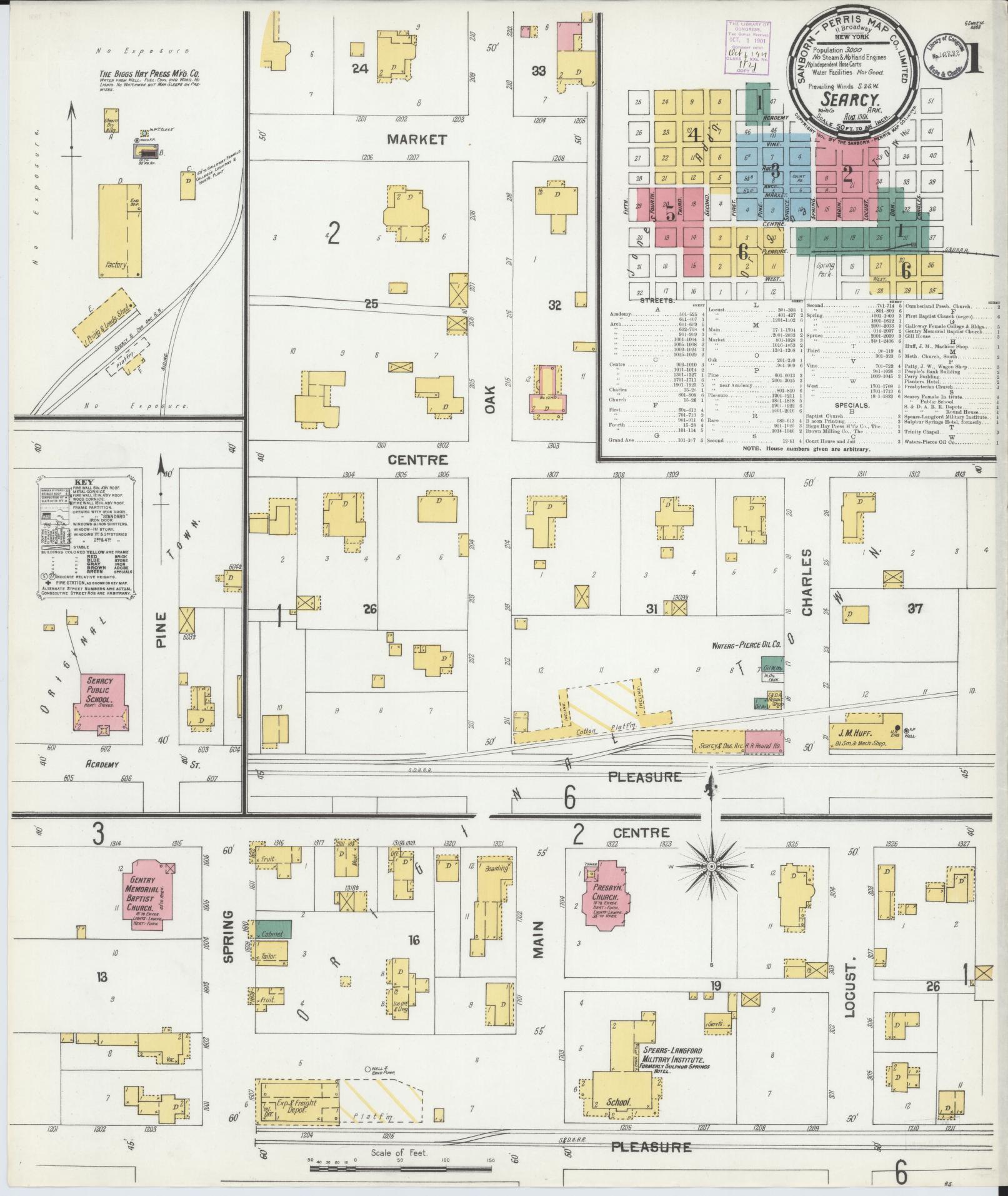 Sanborn Fire Insurance Map from Searcy, White County, Arkansas. (1901) – Historic Sanborn Fire Insurance Map Print