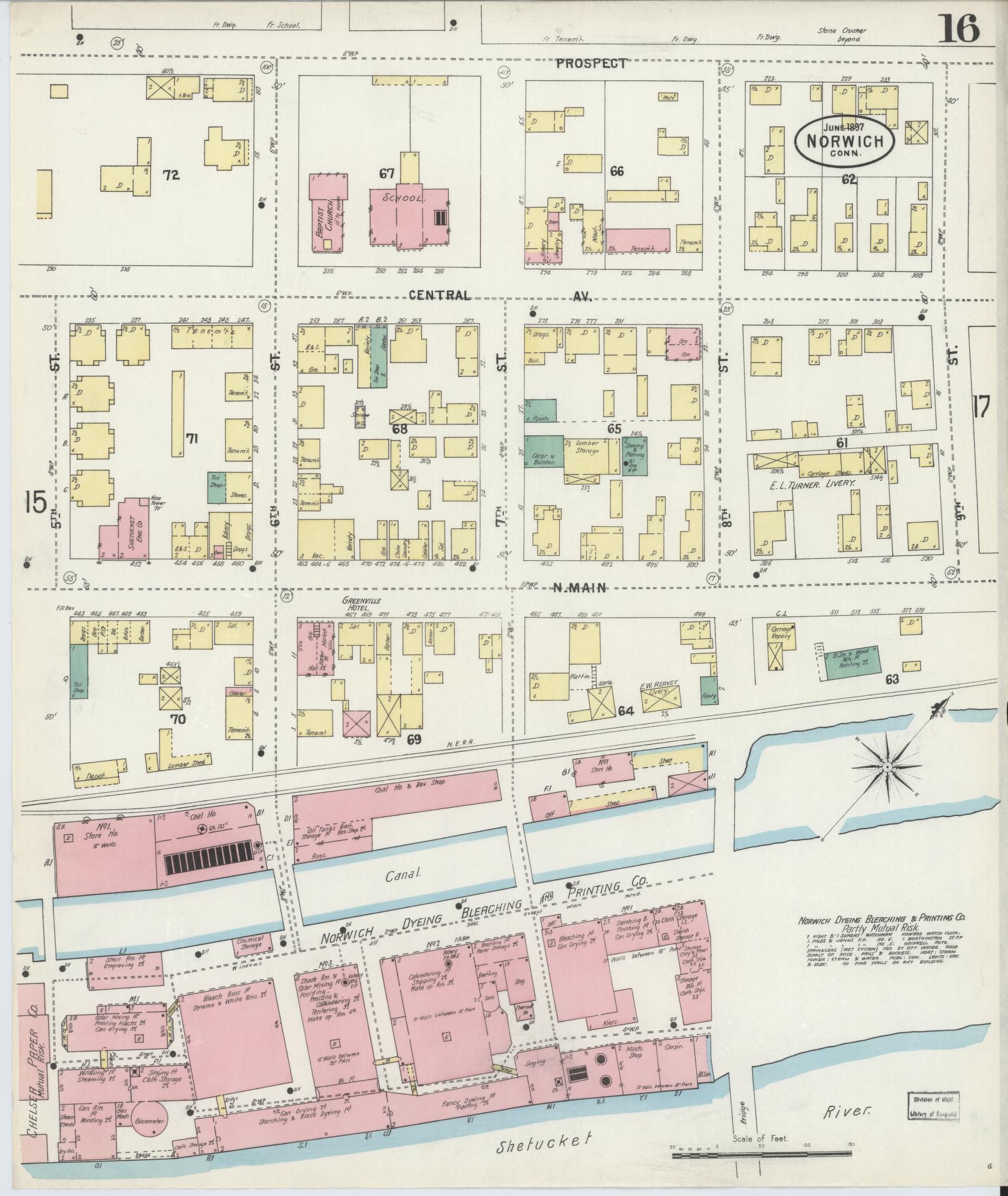 Sanborn Fire Insurance Map from Norwich, New London County, Connecticut (1897), Sheet #0016 - Complete Map Set gallery image, historic Sanborn map, vintage wall art, Connecticut Connecticut
