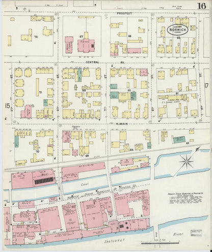 Sanborn Fire Insurance Map from Norwich, New London County, Connecticut (1897), Sheet #0016 - Complete Map Set gallery image, historic Sanborn map, vintage wall art, Connecticut Connecticut