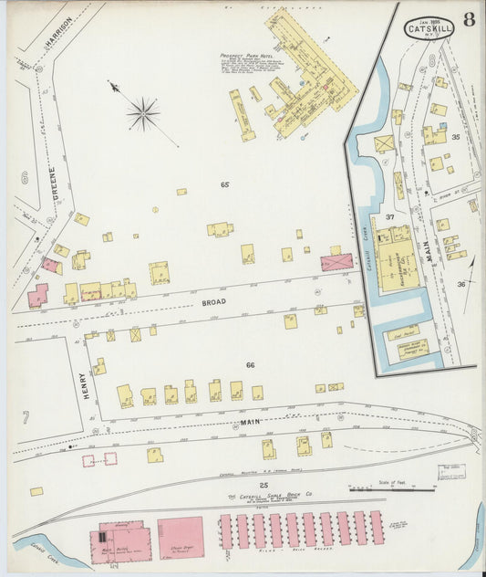 Sanborn Fire Insurance Map from Catskill, Greene County, New York (1895), Sheet #0008 - Historic Sanborn Fire Insurance Map Print, vintage old map wall art, antique decor, genealogy gift, New York New York map