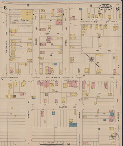 Sanborn Fire Insurance Map from Lyndhurst, Bergen County, New Jersey (1922), Sheet #0006 - Complete Map Set gallery image, historic Sanborn map, vintage wall art, New Jersey New Jersey