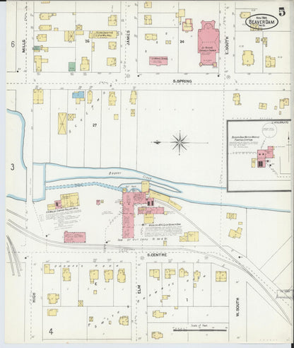 Sanborn Fire Insurance Map from Beaver Dam, Dodge County, Wisconsin (1904), Sheet #0005 - Complete Map Set gallery image, historic Sanborn map, vintage wall art, Wisconsin Wisconsin