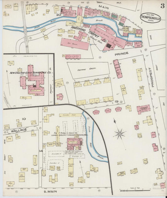 Sanborn Fire Insurance Map from Thompsonville, Hartford County, Connecticut (1885), Sheet #0003 - Historic Sanborn Fire Insurance Map Print, vintage old map wall art, antique decor, genealogy gift, Connecticut Connecticut map