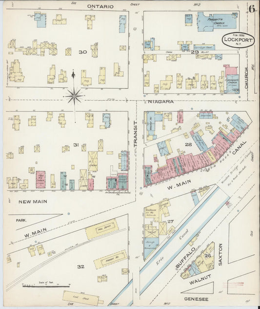 Sanborn Fire Insurance Map from Lockport, Niagara County, New York (1886), Sheet #0005 - Historic Sanborn Fire Insurance Map Print, vintage old map wall art, antique decor, genealogy gift, New York New York map