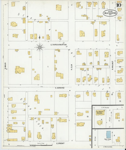 Sanborn Fire Insurance Map from Weatherford, Parker County, Texas (1900), Sheet #0010 - Historic Sanborn Fire Insurance Map Print, vintage old map wall art, antique decor, genealogy gift, Texas Texas map
