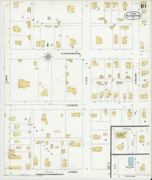 Sanborn Fire Insurance Map from Weatherford, Parker County, Texas (1900), Sheet #0010 - Historic Sanborn Fire Insurance Map Print, vintage old map wall art, antique decor, genealogy gift, Texas Texas map