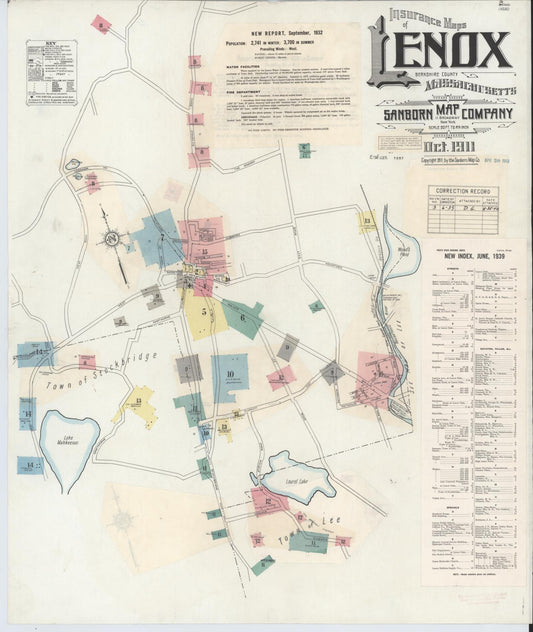 Sanborn Fire Insurance Map from Lenox, Berkshire County, Massachusetts. (1939) – Historic Sanborn Fire Insurance Map Print