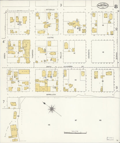 Sanborn Fire Insurance Map from Martinez, Contra Costa County, California (1908), Sheet #0008 - Complete Map Set gallery image, historic Sanborn map, vintage wall art, California California