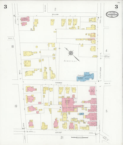 Sanborn Fire Insurance Map from Cambridge, Dorchester County, Maryland (1930), Sheet #0003 - Complete Map Set gallery image, historic Sanborn map, vintage wall art, Maryland Maryland