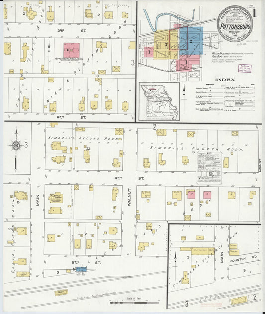 Sanborn Fire Insurance Map from Pattonsburg, Daviess County, Missouri. (1916) – Historic Sanborn Fire Insurance Map Print