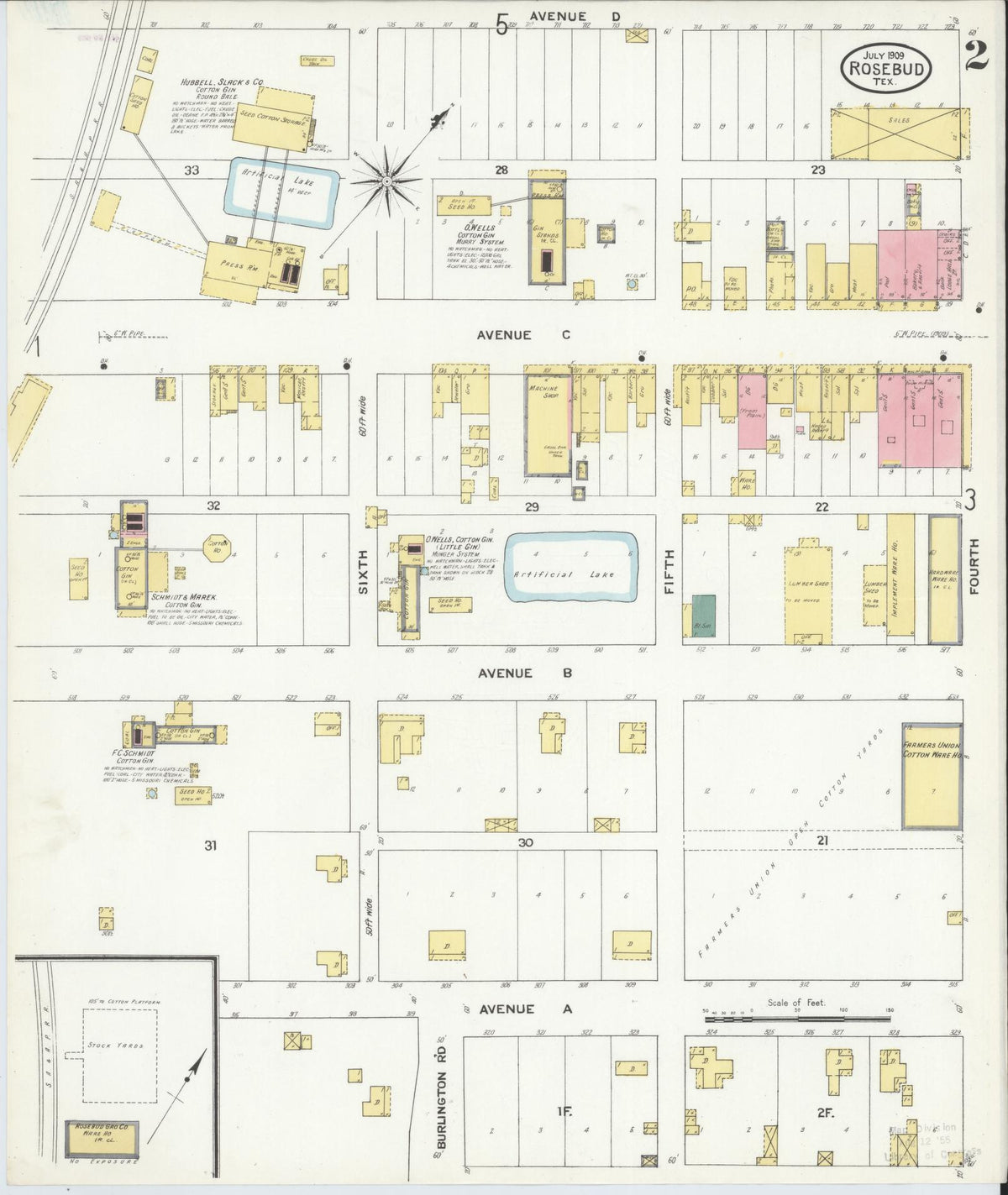 Sanborn Fire Insurance Map from Rosebud, Falls County, Texas (1909), Sheet #0002 - Historic Sanborn Fire Insurance Map Print, vintage old map wall art, antique decor, genealogy gift, Texas Texas map