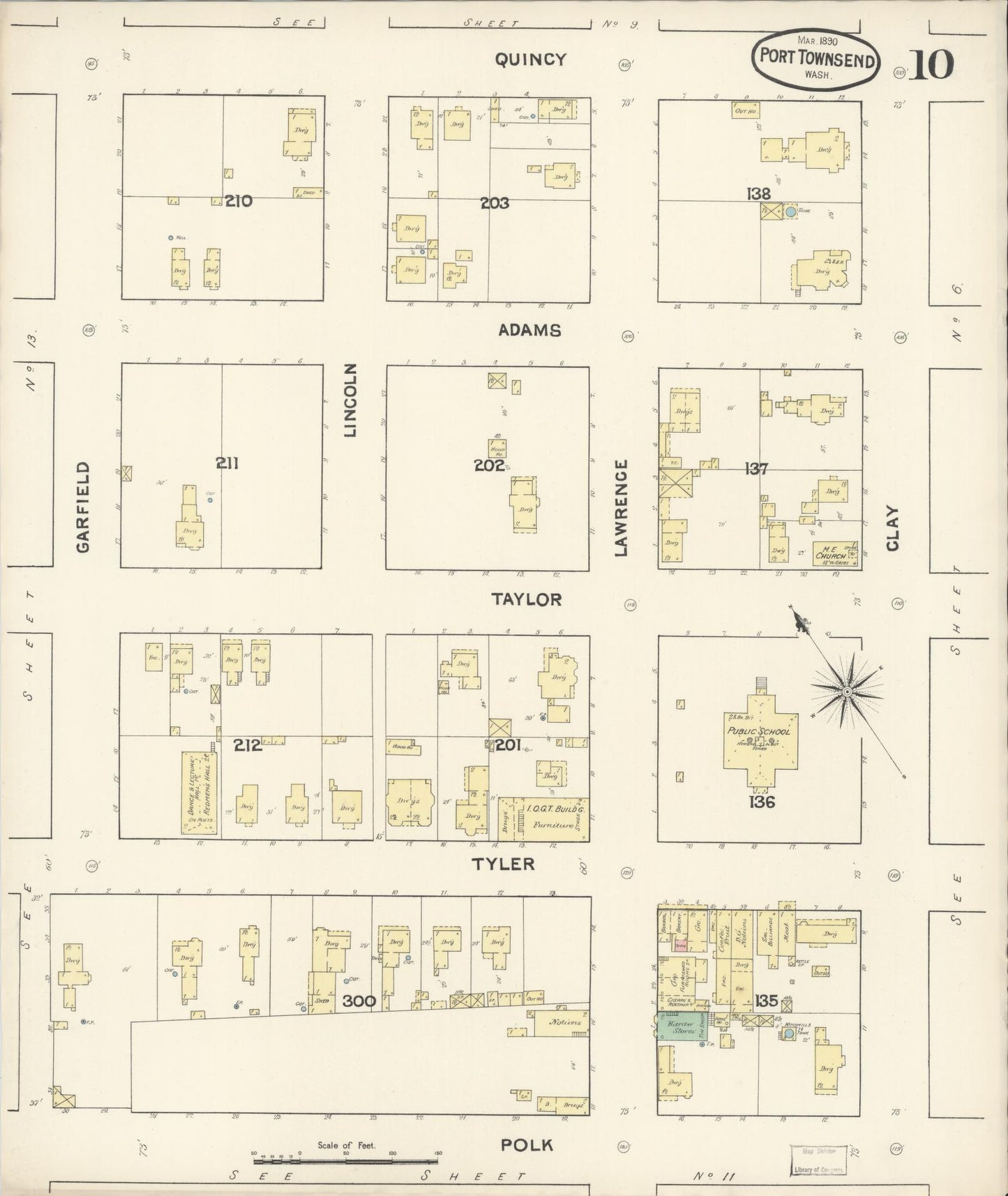 Sanborn Fire Insurance Map from Port Townsend, Jefferson County, Washington (1890), Sheet #0010 - Complete Map Set gallery image, historic Sanborn map, vintage wall art, Washington Washington