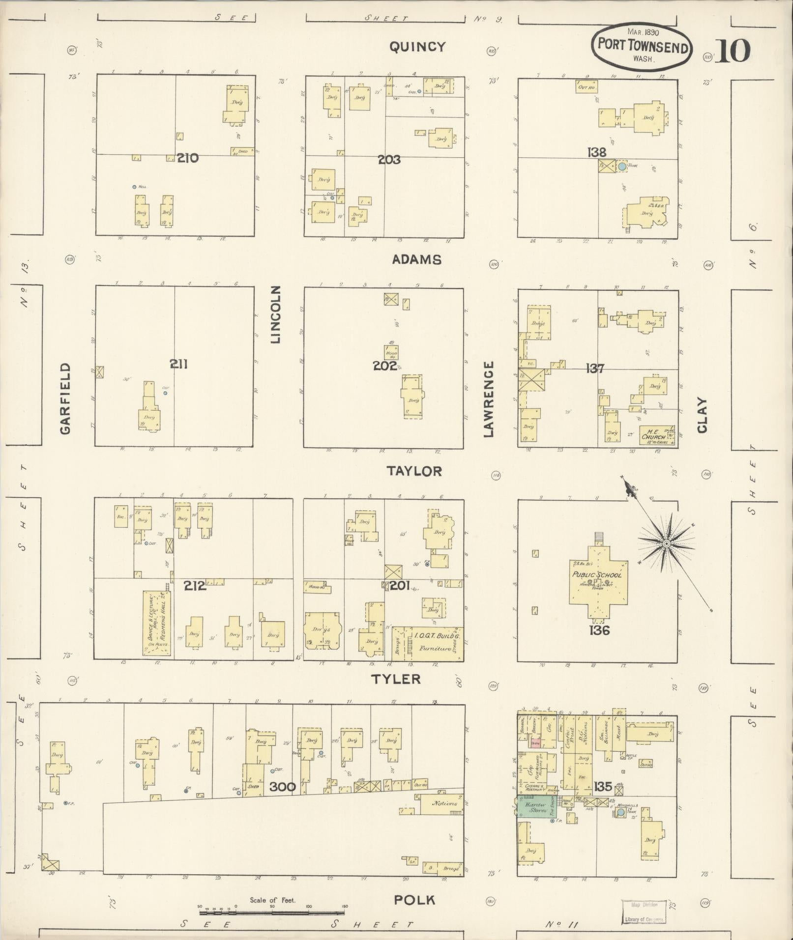 Sanborn Fire Insurance Map from Port Townsend, Jefferson County, Washington (1890), Sheet #0010 - Complete Map Set gallery image, historic Sanborn map, vintage wall art, Washington Washington