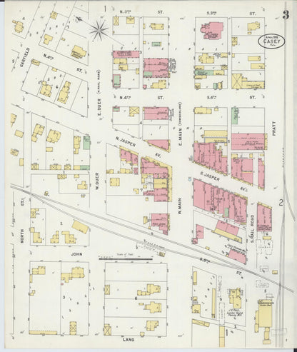 Sanborn Fire Insurance Map from Casey, Clark County, Illinois (1898), Sheet #0003 - Complete Map Set gallery image, historic Sanborn map, vintage wall art, Illinois Illinois