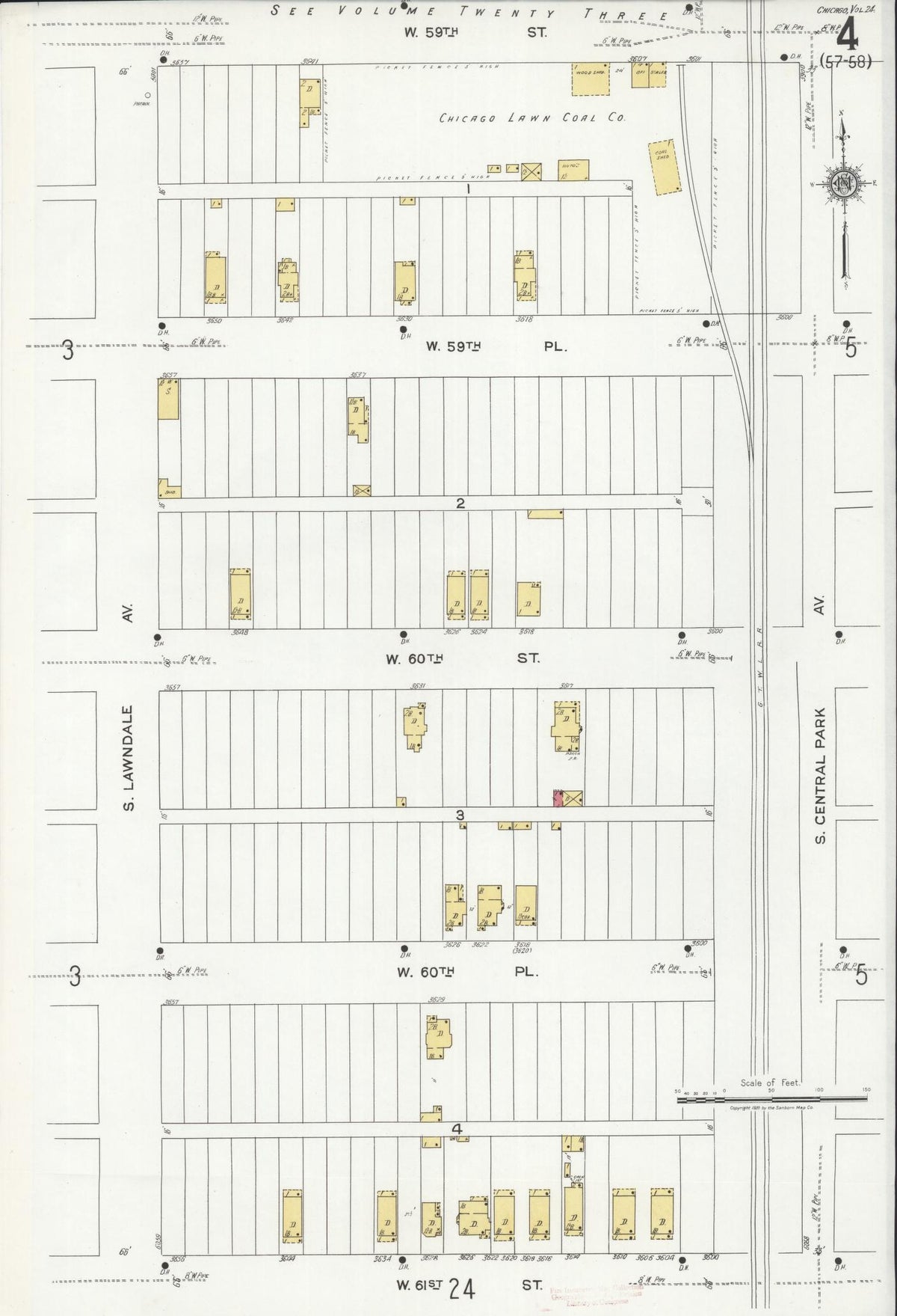 Sanborn Fire Insurance Map from Chicago, Cook County, Illinois (1920), Sheet #0004 - Historic Sanborn Fire Insurance Map Print, vintage old map wall art, antique decor, genealogy gift, Illinois Illinois map