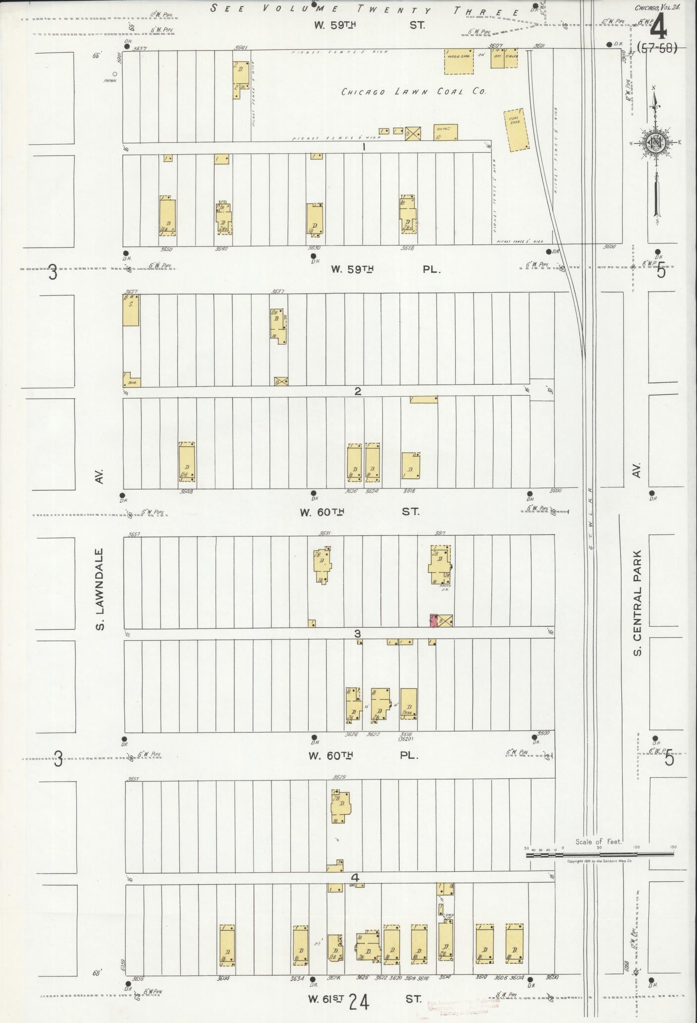 Sanborn Fire Insurance Map from Chicago, Cook County, Illinois (1920), Sheet #0004 - Historic Sanborn Fire Insurance Map Print, vintage old map wall art, antique decor, genealogy gift, Illinois Illinois map