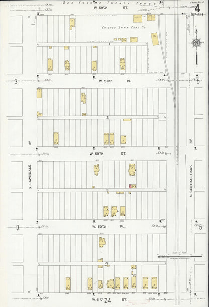 Sanborn Fire Insurance Map from Chicago, Cook County, Illinois (1920), Sheet #0004 - Historic Sanborn Fire Insurance Map Print, vintage old map wall art, antique decor, genealogy gift, Illinois Illinois map