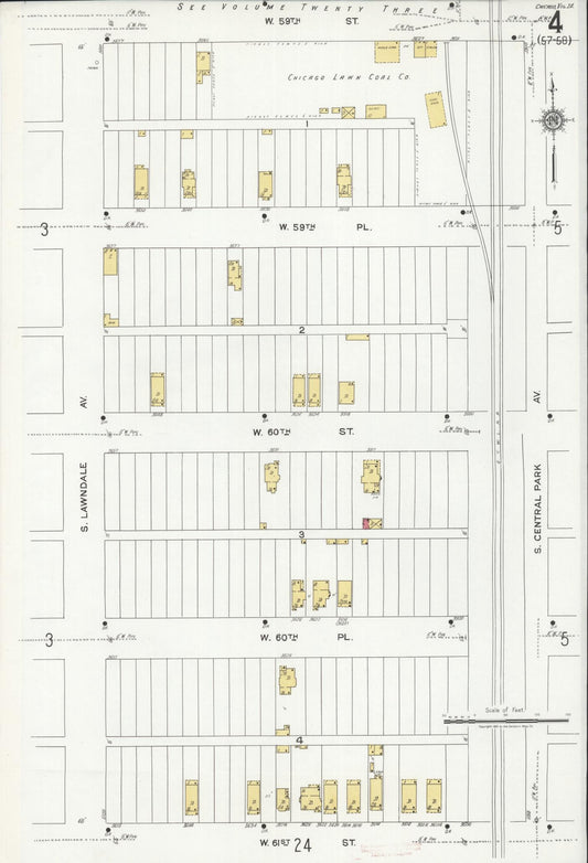 Sanborn Fire Insurance Map from Chicago, Cook County, Illinois (1920), Sheet #0004 - Historic Sanborn Fire Insurance Map Print, vintage old map wall art, antique decor, genealogy gift, Illinois Illinois map