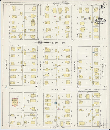 Sanborn Fire Insurance Map from Champaign, Champaign County, Illinois (1915), Sheet #0016 - Complete Map Set gallery image, historic Sanborn map, vintage wall art, Illinois Illinois