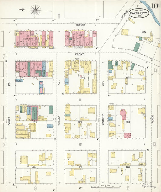 Sanborn Fire Insurance Map from Baker, Baker County, Oregon (1895), Sheet #0010 - Historic Sanborn Fire Insurance Map Print, vintage old map wall art, antique decor, genealogy gift, Oregon Oregon map
