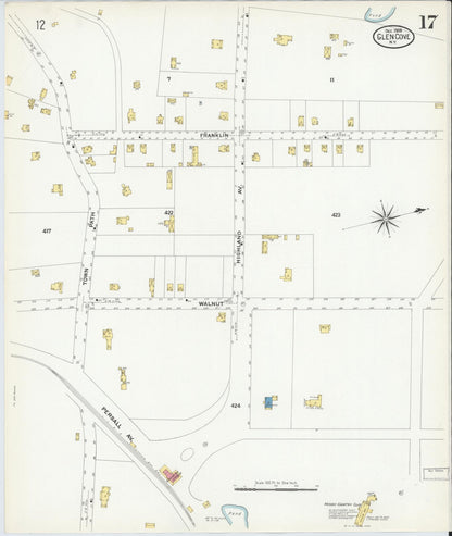 Sanborn Fire Insurance Map from Glen Cove, Nassau County, New York (1908), Sheet #0017 - Historic Sanborn Fire Insurance Map Print, vintage old map wall art, antique decor, genealogy gift, New York New York map