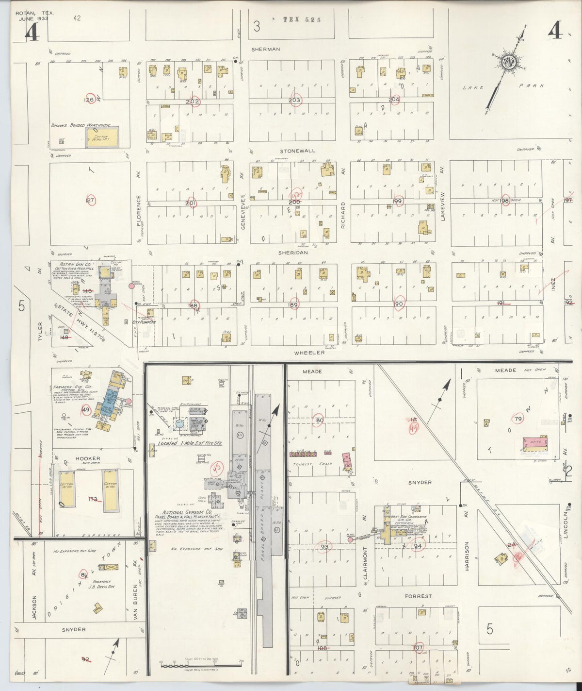 Sanborn Fire Insurance Map from Rotan, Fisher County, Texas (1940), Sheet #0004 - Complete Map Set gallery image, historic Sanborn map, vintage wall art, Texas Texas
