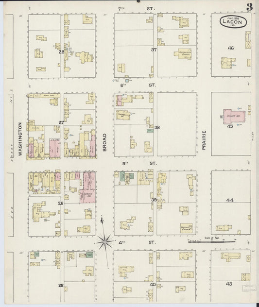 Sanborn Fire Insurance Map from Lacon, Marshall County, Illinois (1888), Sheet #0003 - Historic Sanborn Fire Insurance Map Print, vintage old map wall art, antique decor, genealogy gift, Illinois Illinois map