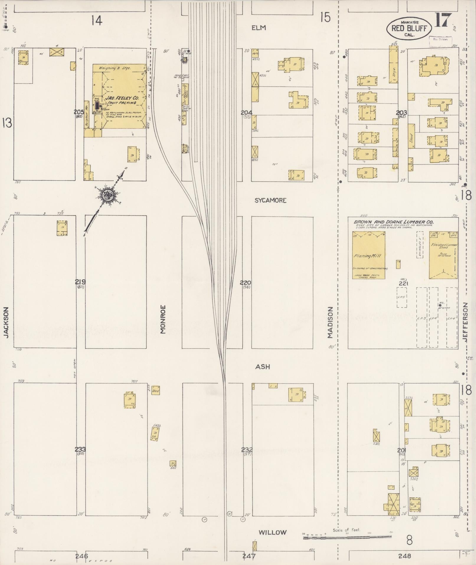 Sanborn Fire Insurance Map from Red Bluff, Tehama County, California (1912), Sheet #0017 - Complete Map Set gallery image, historic Sanborn map, vintage wall art, California California