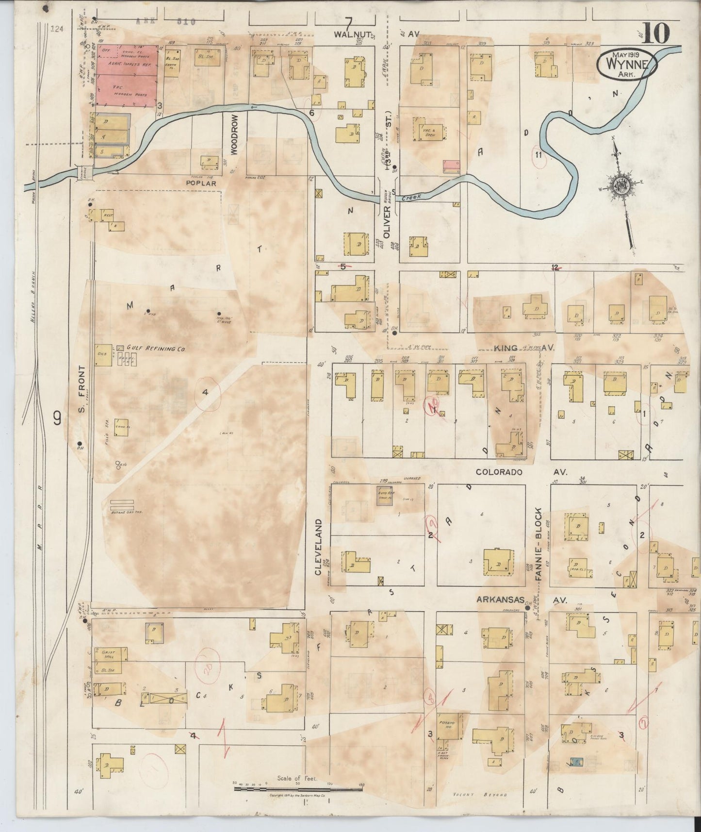 Sanborn Fire Insurance Map from Wynne, Cross County, Arkansas (1945), Sheet #0010 - Complete Map Set gallery image, historic Sanborn map, vintage wall art, Arkansas Arkansas