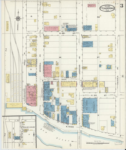 Sanborn Fire Insurance Map from Fort Lauderdale, Broward County, Florida (1918), Sheet #0003 - Complete Map Set gallery image, historic Sanborn map, vintage wall art, Florida Florida