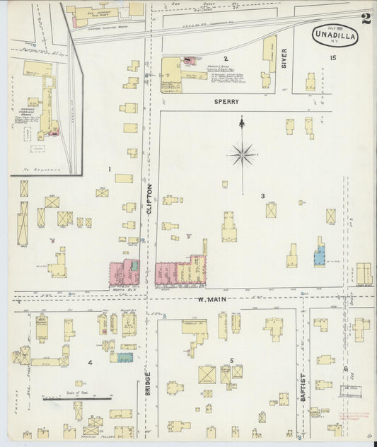 Sanborn Fire Insurance Map from Unadilla, Otsego County, New York (1891), Sheet #0002 - Historic Sanborn Fire Insurance Map Print, vintage old map wall art, antique decor, genealogy gift, New York New York map