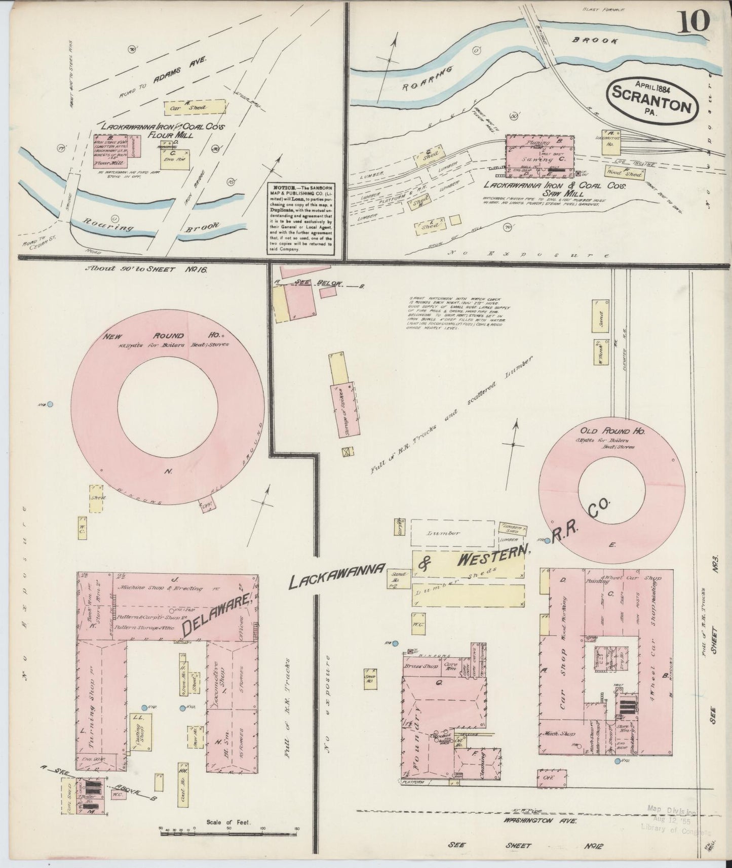 Sanborn Fire Insurance Map from Scranton, Lackawanna County, Pennsylvania (1884), Sheet #0010 - Historic Sanborn Fire Insurance Map Print, vintage old map wall art, antique decor, genealogy gift, Pennsylvania Pennsylvania map