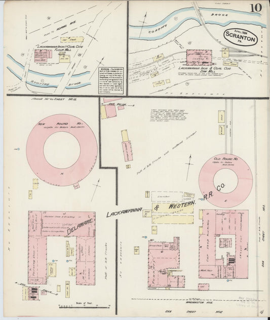 Sanborn Fire Insurance Map from Scranton, Lackawanna County, Pennsylvania (1884), Sheet #0010 - Historic Sanborn Fire Insurance Map Print, vintage old map wall art, antique decor, genealogy gift, Pennsylvania Pennsylvania map