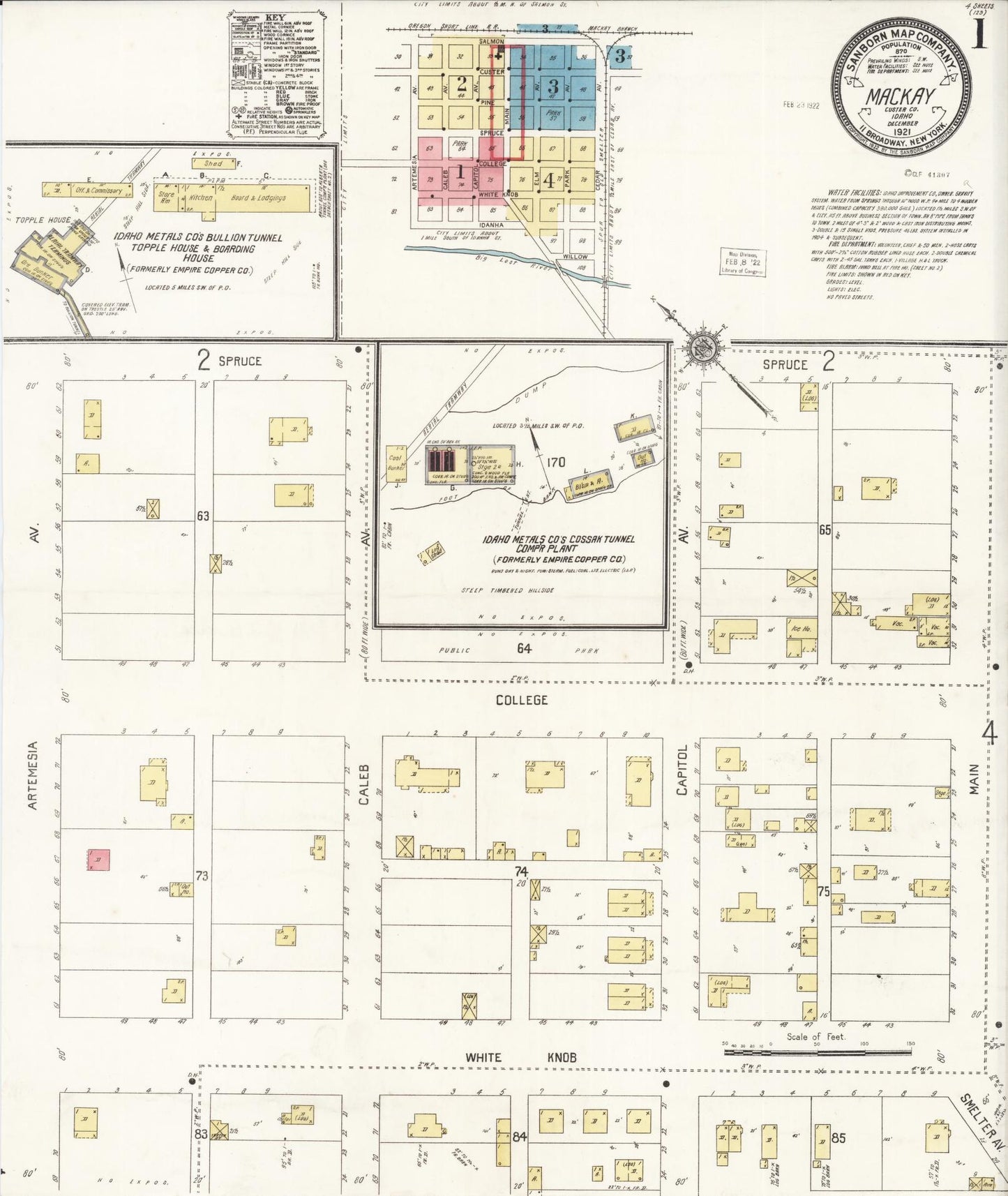 Sanborn Fire Insurance Map from Mackay, Custer County, Idaho. (1921) – Historic Sanborn Fire Insurance Map Print